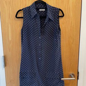 Equipment Silk Navy Collared Shirt Dress - Size XS